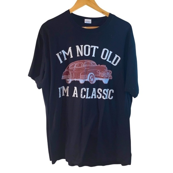 Port and Company Black Short Sleeved Classic Car Print Pullover T-Shirt size XL - Picture 1 of 5